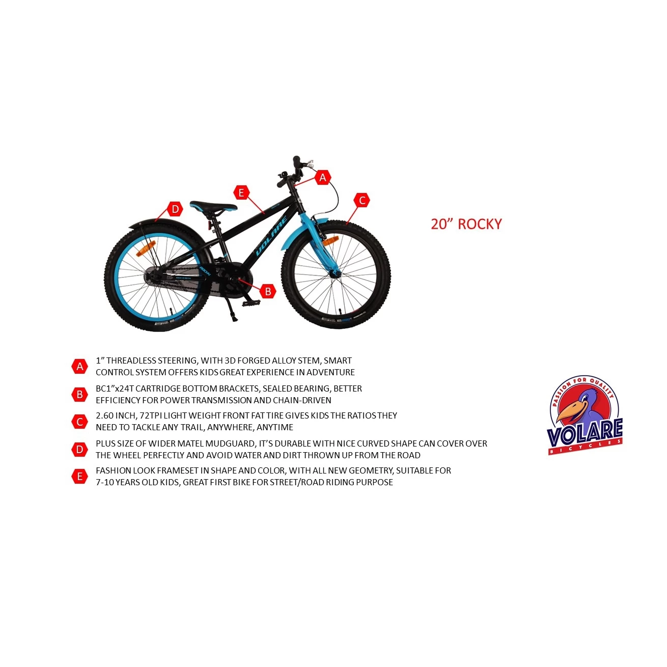 Volare Rocky Fiets - 20 Inch - Grijs 4 Volare Rocky Fiets - 20 Inch - Grijs - Afbeelding 2