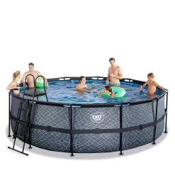 EXIT TOYS EXIT Stone Zwembad ø450x122cm Met Filterpomp - Grijs -Buitenspeelgoed 1080660d