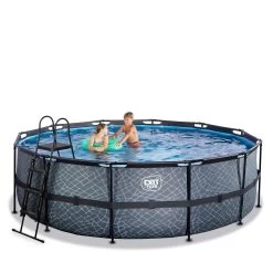 EXIT TOYS EXIT Stone Zwembad ø450x122cm Met Filterpomp - Grijs -Buitenspeelgoed 1080660e