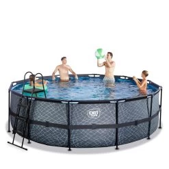EXIT TOYS EXIT Stone Zwembad ø450x122cm Met Filterpomp - Grijs -Buitenspeelgoed 1080660f