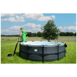 EXIT TOYS EXIT Stone Zwembad ø450x122cm Met Filterpomp - Grijs -Buitenspeelgoed 1080660i