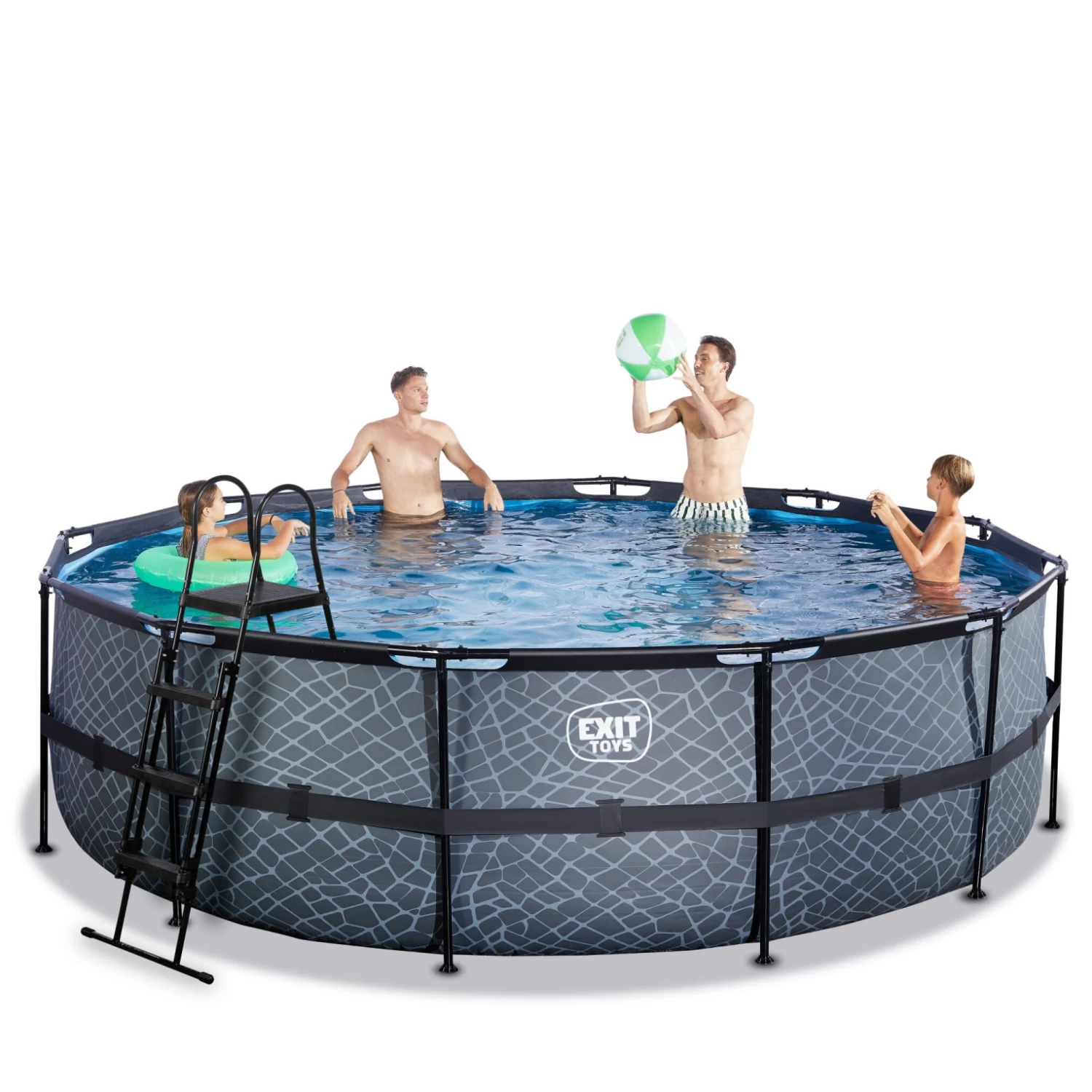 EXIT TOYS EXIT Stone Zwembad ø488x122cm Met Filterpomp - Grijs 6 EXIT TOYS EXIT Stone Zwembad ø488x122cm Met Filterpomp - Grijs - Afbeelding 4