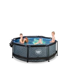 EXIT TOYS EXIT Stone Zwembad ø244x76cm Met Filterpomp En Overkapping -Buitenspeelgoed 1080906g