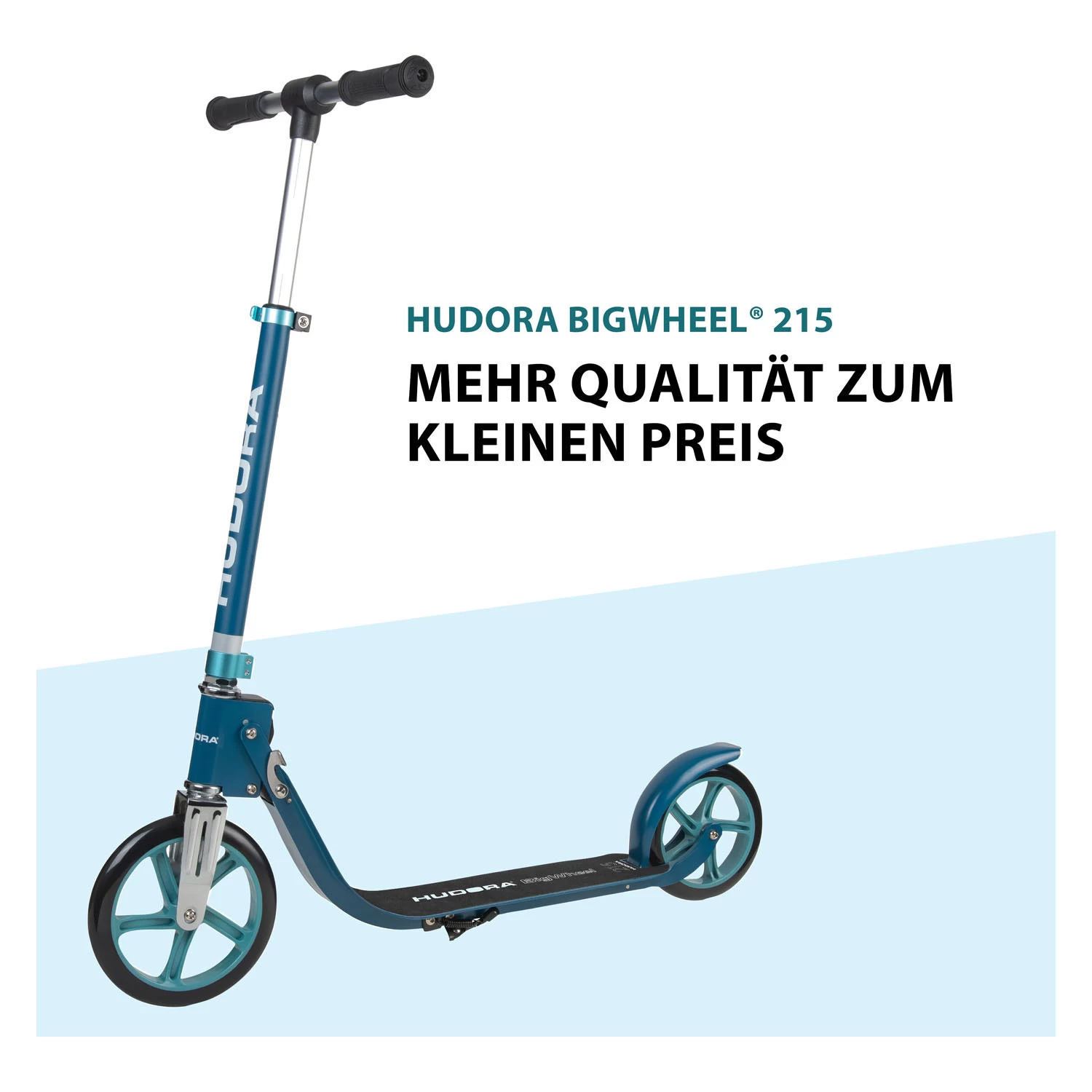 HUDORA Big Wheel Step 215 Scooter Step - Azuur Blauw 3 HUDORA Big Wheel Step 215 Scooter Step - Azuur Blauw - Afbeelding 2