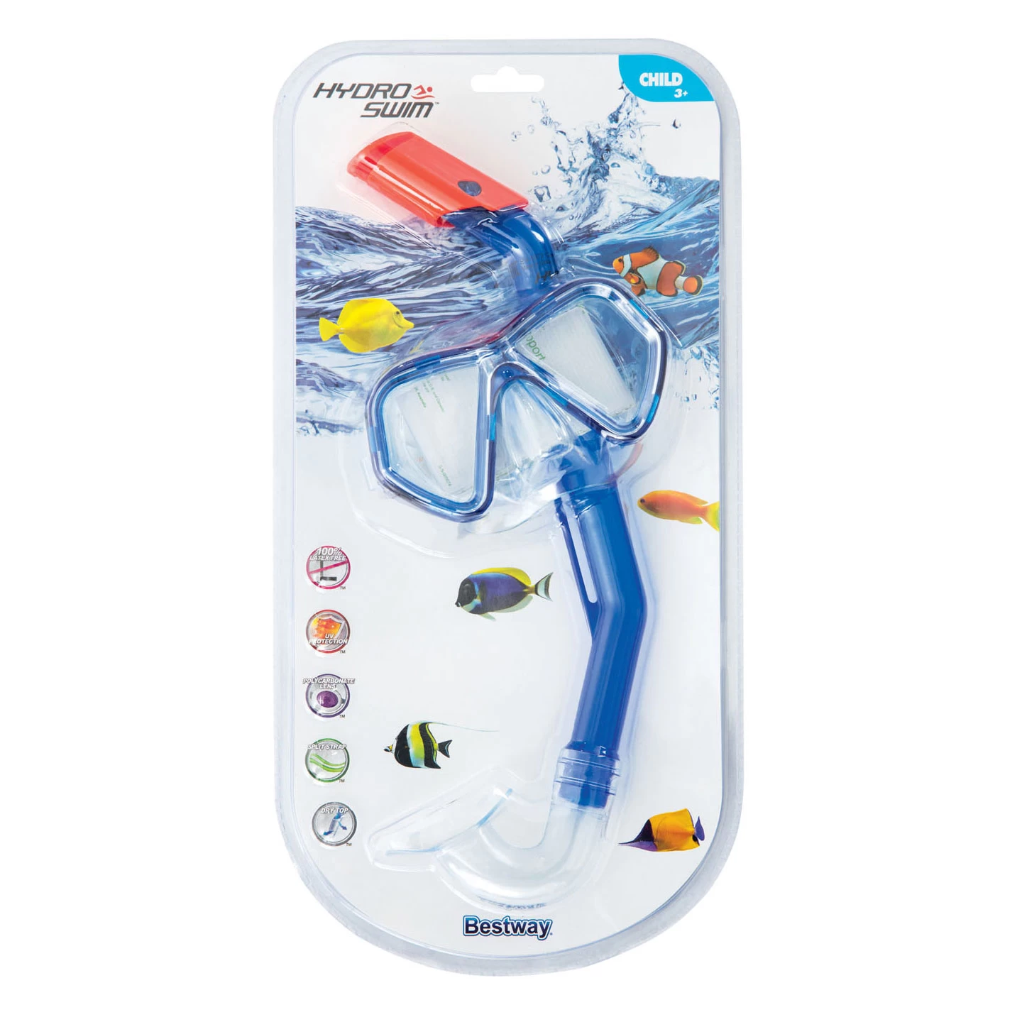 Bestway Blauwe Hydro-Swim Snorkelset Lil' Glider 4 Bestway Blauwe Hydro-Swim Snorkelset Lil' Glider - Afbeelding 2